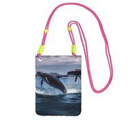 TRSGKSQP Piccole borse a tracolla per le donne borsa del telefono cellulare mini portafoglio del telefono cellulare che saltano balene borsa del telefono cellulare, Fucsia, Taglia unica