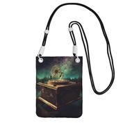 TRSGKSQP Piccole borse a tracolla per le donne borsa del telefono cellulare mini portafoglio del telefono cellulare Dream Music Box borsa del telefono cellulare, Nero , Taglia unica