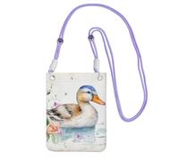 TRSGKSQP Piccole borse a tracolla per le donne borsa del telefono cellulare mini portafoglio del telefono cellulare dell'anatra dell'acquerello borsa del telefono cellulare, Viola, Taglia unica