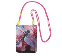 TRSGKSQP Piccole borse a tracolla per le donne borsa del telefono cellulare mini portafoglio del telefono cellulare fiore e blu libellula borsa del telefono cellulare, Fucsia, Taglia unica