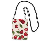 TRSGKSQP Piccole borse a tracolla per le donne borsa del telefono cellulare mini portafoglio del telefono cellulare rosso ciliegia modello borsa del telefono cellulare, Nero , Taglia unica