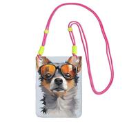 TRSGKSQP Piccole borse a tracolla per le donne borsa del telefono cellulare mini portafoglio del telefono cellulare Chihuahua cane occhiali borsa del telefono cellulare, Fucsia, Taglia unica