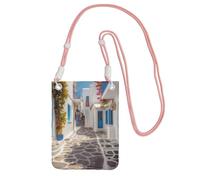 TRSGKSQP Piccole borse a tracolla per le donne borsa del telefono cellulare mini portafoglio del telefono cellulare Grecia Street Cell Phone Bag, rosa, Taglia unica