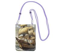 TRSGKSQP Piccole borse a tracolla per le donne borsa del telefono cellulare mini portafoglio del telefono cellulare età della scoperta nave borsa del telefono cellulare, Viola, Taglia unica