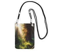 TRSGKSQP Piccole borse a tracolla per le donne borsa del telefono cellulare mini portafoglio del telefono cellulare luce del sole mattutino nella natura selvaggia borsa del telefono cellulare, Nero