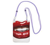 TRSGKSQP Piccole borse a tracolla per le donne borsa del telefono cellulare mini portafoglio del telefono cellulare carino grafica labbra rosse borsa del telefono cellulare, Viola, Taglia unica