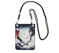 TRSGKSQP Piccole borse a tracolla per le donne borsa del telefono cellulare mini portafoglio del telefono cellulare del raccoglitore di hockey su ghiaccio arte borsa del telefono cellulare, Nero