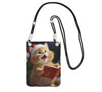 TRSGKSQP Piccole borse a tracolla per le donne borsa del telefono cellulare mini portafoglio del telefono cellulare carino gatto canta canti natalizi borsa del telefono cellulare, Nero , Taglia unica