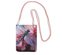 TRSGKSQP Piccole borse a tracolla per le donne borsa del telefono cellulare mini portafoglio del telefono cellulare fiore e blu libellula borsa del telefono cellulare, rosa, Taglia unica