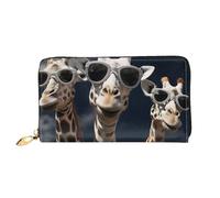 TRSGKSQP Portafoglio in pelle per donne uomini portafoglio bifold ultra sottile porta carte di credito tre giraffe che indossano occhiali da sole da donna pochette