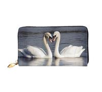 TRSGKSQP Portafoglio in pelle per donne uomini portafoglio bifold ultra sottile porta carte di credito romantico cigno bianco pochette da donna