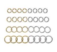 Trsnzul 32 Pezzi Moschettoni per Borse Moschettone Rotondo Chiusura a Scatto a Molla Rotonda Portachiavi Oro e Argento per Esterno Campeggio Escursionismo Viaggio Pesca Zaino