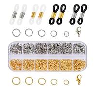 Trsnzul Kit per la Creazione di Artigianato 40 Pezzi Terminali per Occhiali di Catena Connettori 40 Pezzi Chiusura a Moschettone 1160 Pezzi Anelli di Salto Chiusure Collane per Creazione