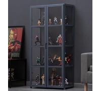 TRTDYFKH Vetrine con ante in vetro - Vetrina con struttura in bambù naturale, sicura e salutare, design a doppia anta for una comoda conservazione(Darkgray,24.5in/62cm/4F)