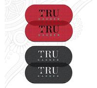 TRU BARBER HAIR GRIPPERS® - Confezione da 4 pinze per capelli da uomo e donna, per saloni di bellezza e barbiere, fermagli per capelli per acconciature, colore: rosso/nero