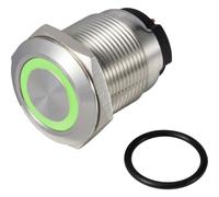 TRU COMPONENTS TC-13224216 ONPOW6319F-10ZE/Q/G/12V/S, pulsante a pressione 36 V DC/AC 2 A, 1 spento/(acceso), colore verde, IP65, 1 pezzo.
