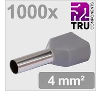 TRU COMPONENTS TC-13377244 Capocorda doppio 4 mm² Parzialmente isolato Grigio