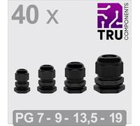 TRU COMPONENTS TC-13448344 Pressacavo filettato Poliammide Nero 40 pz.