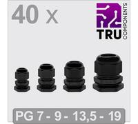 TRU COMPONENTS TC-13448344 Pressacavo filettato Poliammide Nero 40 pz.