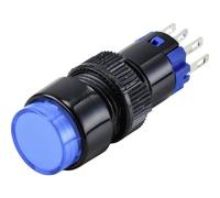 TRU Components LAS2Y-11/B/12V - Pulsante a Pressione 250 V 3 A, 1 x off/(on) con richiamo, IP40, Colore: Blu