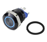 TRU Components GQ12-AF-10E/J/B/12V/A - Pulsante a pressione, 48 V/DC 2 A, 1 x Off/(on) a Rappello blu IP67 (frontale) 1 pezzo