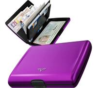 TRU VIRTU Custodia Portacarte RFID NFC In Alluminio Viola 13x10,2x2,3 cm