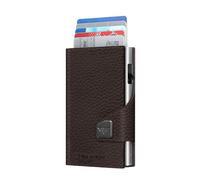 TRU VIRTU® Portafoglio Click & Slide Strap Edition, Marrone ciottolo/argento, 69 x 25 x 99 mm, Portafoglio Classic Brown/Silver