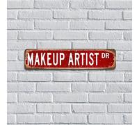 Truccatore, cartelli in metallo professione tinta unita puro decorazione da parete personalizzata per sala da pranzo casa serie DR Professione regalo segni di latta per recinzione 10 x 45 cm