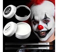 Trucchi Bianco e Nero per Viso Halloween, 100gTrucchi Halloween Viso, Trucchi Halloween Make up, Trucco Carnevale Halloween Bambini Donna Adulti, per feste a tema cosplay, teatro artistico