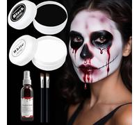 Trucchi Bianco e Nero per Viso Halloween, Halloween makeup fake blood makeup kit, Pittura per Viso e Corpo Nero Bianca, Adulti Bambini per Halloween Carnevale Feste Clown Cosplay Sfx