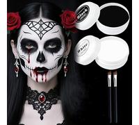 Trucchi Carnevale Viso, Trucchi Bianco e Nero per Viso Halloween, Trucco Viso Bianco e Nero con Pennelli, Trucco Carnevale Bambini Donna Adulti, per Trucco Halloween, Carnevale, Feste, Non Tossico