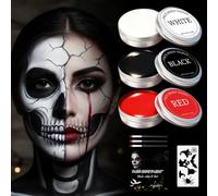 Trucchi Halloween,Trucco Bianco Nero Rosso Halloween,Set Trucco Viso Professionale Per Halloween,Trucco Halloween Viso Bambini E Adulti,Body Face Paint per SFX Carnevale,Trucco Joker,Vampiro