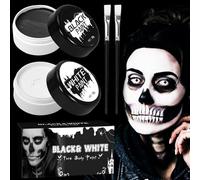 Trucchi Halloween trucco in bianco e nero con 2 pennello halloween make up kit trucco bianco e nero halloween clown makeup per Carnevale Feste Clown Effetti Speciali Sfx