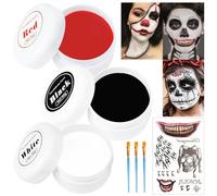 Trucchi Halloween Viso, Nero Bianco Rosso Make up Bambini Adulti, Pittura Viso Trucchi Viso, Trucco Bianco Zombie Vampiro Scheletro Costume Cosplay Trucco, Body Paint Truccabimbi Colori