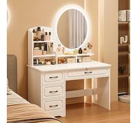 Trucco a LED con luminosità regolabile, specchio e ders, statistica di trucco con sgabello, toeletta per Beau, design moderno, perfetto per camera da letto e salone