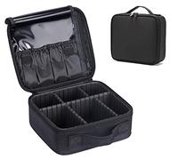 trucco cosmetici Storage Case,Portable Travel mini makeup bag Train case con divisori regolabili trousse da toilette organizer portautensili, Nero