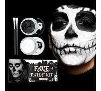 Trucco di Halloween bianco nero, Halloween Make Up Face Paint con 2 pennelli per il trucco, trucco teatrale Halloween Face Paint per Zombie Makeup Joker Scheletro Clown Mostro Vampiro Adulti (2×20g)