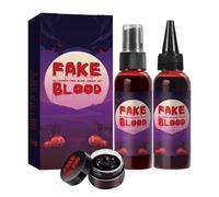Trucco di sangue di Halloween, trucco di sangue finto, trucco del sangue zombie, pittura del sangue, sangue finto realistico, 160 ml aspetto realistico uso versatile per vestiti, sposa zombie, vampiro