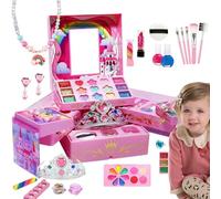 Trucco giocattolo, kit per il trucco finto per bambini | Set di bellezza giocattolo cosmetico lavabile - Kit cosmetici Princess di design con scatola portaoggetti di grandi dimensioni, giochi di finzi