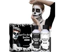 Trucco Halloween Bianco e Nero,Set Pittura Viso e Corpo con Pennello,Pittura Viso Bianco e Nero,Trucchi Bianco e Nero per Viso Halloween,Trucco Clown Cosplay SFX,Carnevale Teatro Festa