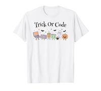 Trucco o codice Programmatore Halloween Coder Software Nerd Maglietta con Stampa Grafica Economica