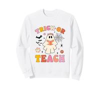 Trucco o insegnare Groovy Halloween Fantasma Floreale Insegnante Vita Felpa