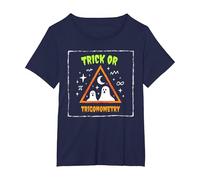Trucco o trigonometria dell'insegnante di Matematica di Halloween Maglietta, Donna Plus-Size, Navy, 4X