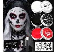 Trucco per Halloween, bianco, nero, rosso, colore del corpo, 180 g, kit per il trucco per bambini, trucco per carnevale, set per il viso, pittura per il teatro, vampiro, mostro, zombie make-up SFX