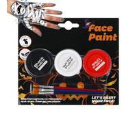 Trucco Per Il Viso Di Halloween - Trucco per la Pelle Lavabile | 3 Colori Colore Per Il Viso E Corpo - Per Feste Goth Eventi Sportivi Clown Vampiri Streghe Scheletri