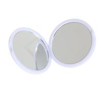 Trucco pieghevole portatile a specchio con doppio vetro laterale piccola borsa rotonda a specchio per viaggi e uso quotidiano borsa pieghevole trucco, bianco, Taglia unica