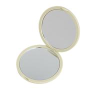 Trucco pieghevole portatile a specchio con doppio vetro laterale piccola borsa rotonda a specchio per viaggi e uso quotidiano trucco pieghevole, Giallo, Taglia unica