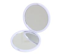 Trucco pieghevole portatile a specchio con doppio vetro laterale piccola borsa rotonda portatile a specchio per viaggi e uso quotidiano Vanity portatile, bianco, Taglia unica
