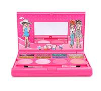 Trucco portatile per bambini, cosmetici, scatola da gioco, lucidalabbra, kit ombretti, regalo per ragazze, con materiale sicuro per polline naturale, 8 ombretti, 6 lucidalabbra,