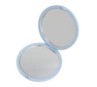 Trucco portatile pieghevole a specchio con doppio vetro laterale piccola borsa rotonda a specchio per viaggi e uso quotidiano, Blu, Taglia unica